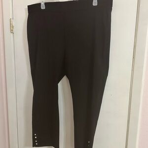 Madison Black Crop Trousers with Button Accents